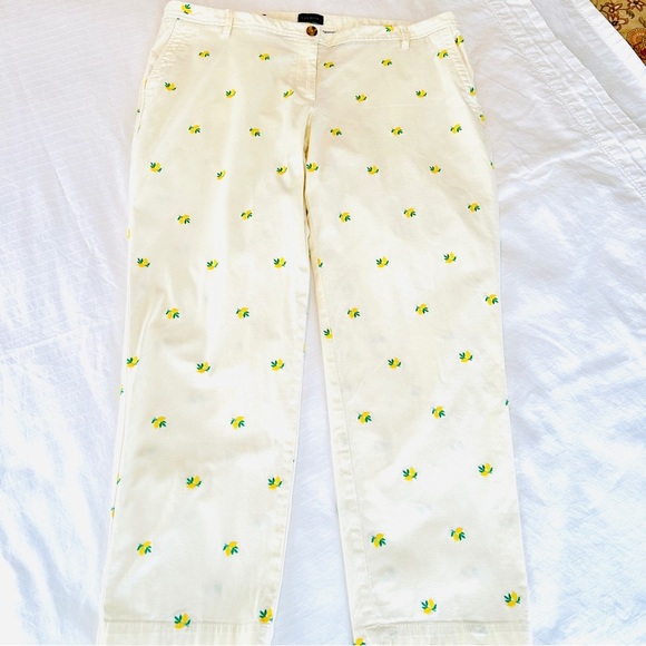 Talbots Pants Lemon Embroidered Relaxed Chino Ivory Cotton Plus Size 16W Petite - Picture 7 of 16